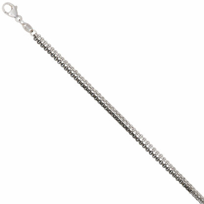 Erbskette 2-reihig 585 Weißgold teilrutheniert 45 cm – Bild 2