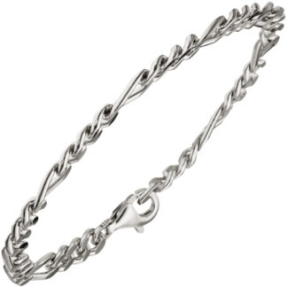 Figaroarmband 925 Silber diamantiert 21 cm