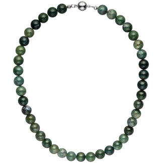 Collier mit Moosachaten grün 45 cm