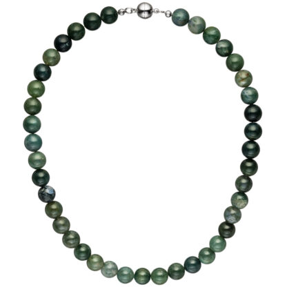 Collier mit Moosachaten grün 45 cm