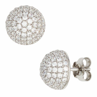 Ohrstecker Halbkugel 925 Silber mit Zirkonia weiß