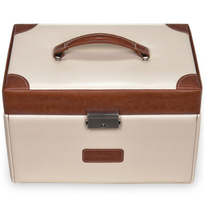Sacher Schmuckkoffer TRAVEL Lederimitat creme/braun mit Spiegel – Bild 4