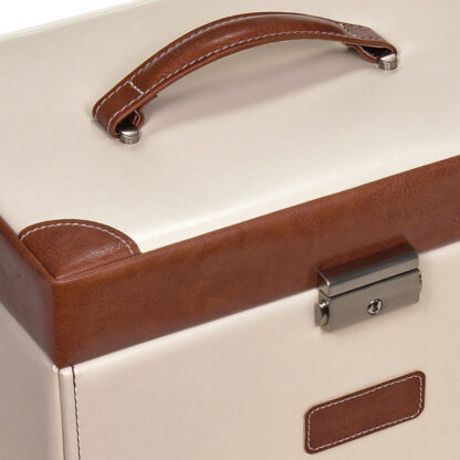 Sacher Schmuckkoffer TRAVEL Lederimitat creme/braun mit Spiegel – Bild 2