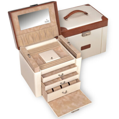Sacher Schmuckkoffer TRAVEL creme/braun mit Uhrenfach – Bild 6