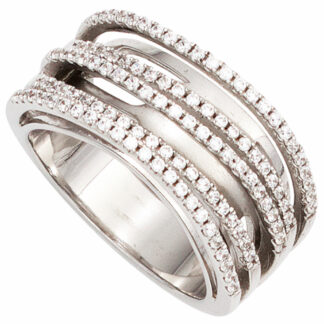 Ring 925 Silber mit Zirkonia weiß mehrreihig