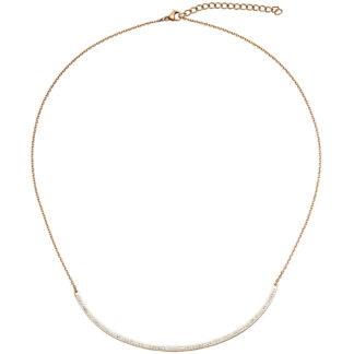 Collier Edelstahl/PVD rotgoldfarben mit weißen Kristallen