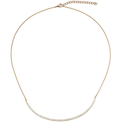 Collier Edelstahl/PVD rotgoldfarben mit weißen Kristallen