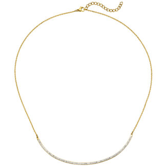 Collier Edelstahl/PVD gelbgoldfarben mit weißen Kristallen