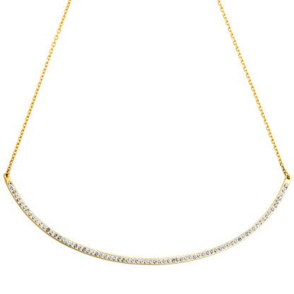 Collier Edelstahl/PVD gelbgoldfarben mit weißen Kristallen – Bild 3