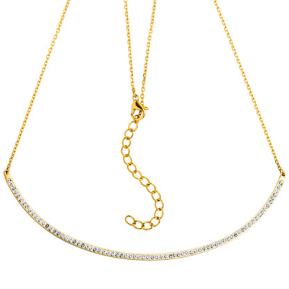 Collier Edelstahl/PVD gelbgoldfarben mit weißen Kristallen – Bild 2