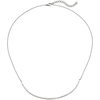 Collier Edelstahl mit weißen Kristallen