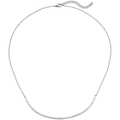 Collier Edelstahl mit weißen Kristallen