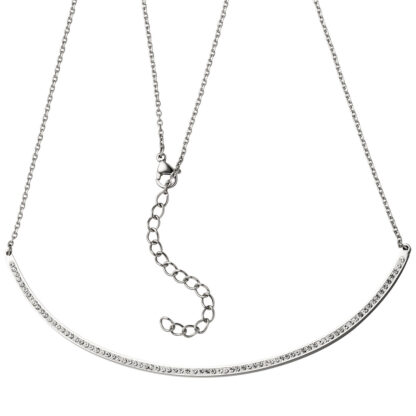 Collier Edelstahl mit weißen Kristallen – Bild 2