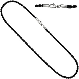 Collier Nylonkordel schwarz mit Edelstahl 70 cm