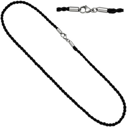 Collier Nylonkordel schwarz mit Edelstahl 70 cm