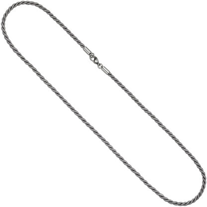 Collier Nylonkordel grau mit Edelstahl 50 cm – Bild 3