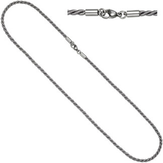 Collier Nylonkordel grau mit Edelstahl 80 cm