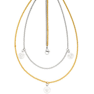 Collier "Herzen, Sterne, Schmetterling" Edelstahl/PVD gelbgoldfarben
