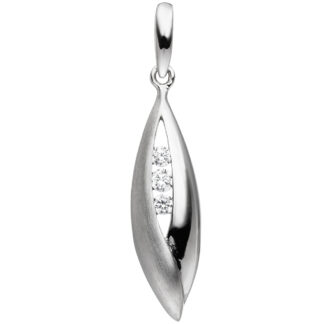 Anhänger 925 Silber mit 3 Zirkonia weiß Marquise-Form