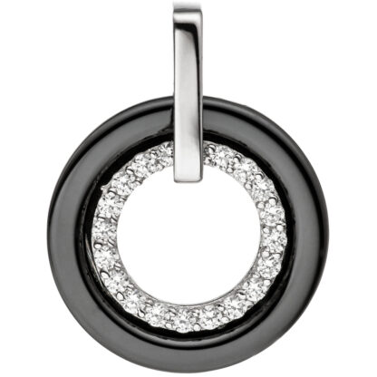 Anhänger ringförmig 925 Silber/Keramik schwarz und Zirkonia weiß