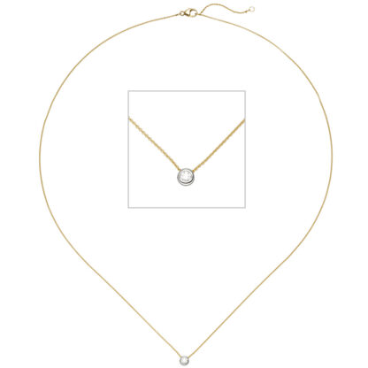 Collier mit Anhänger 750 Gelb-/Weißgold und Brillant