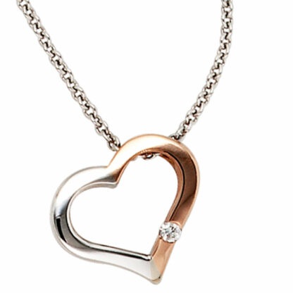 Collier "Herz" 585 Weiß-/Rotgold mit Brillant