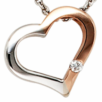 Collier "Herz" 585 Weiß-/Rotgold mit Brillant – Bild 4