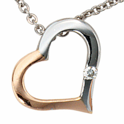 Collier "Herz" 585 Weiß-/Rotgold mit Brillant – Bild 5