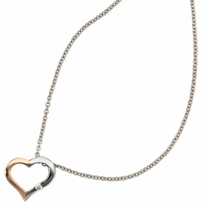 Collier "Herz" 585 Weiß-/Rotgold mit Brillant – Bild 2
