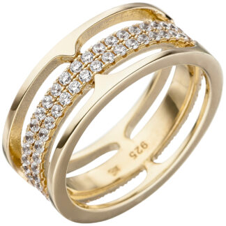 Ring 925 Silber/vergoldet mit 88 Zirkonia weiß
