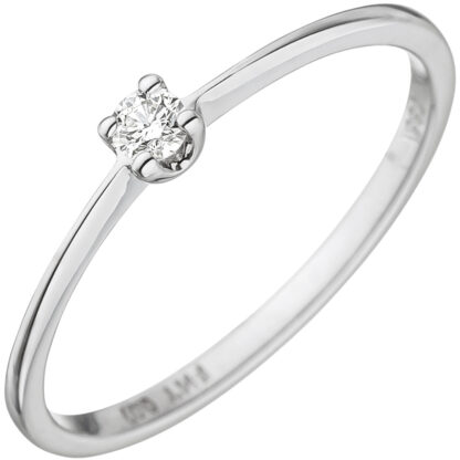 Ring 585 Weißgold mit Brillant Solitär-Stil