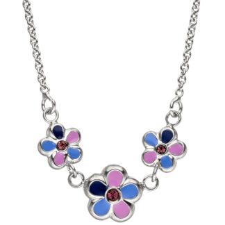 Kinder Collier "Blumen" 925 Silber mit Glas und Lack