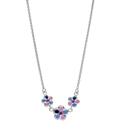 Kinder Collier "Blumen" 925 Silber mit Glas und Lack – Bild 2