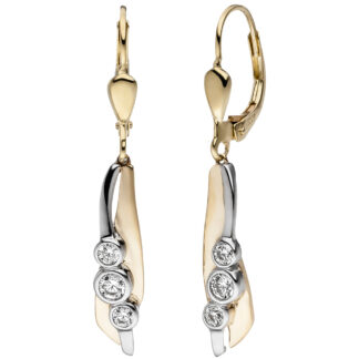 Boutons Bicolor 333 Gelb-/Weißgold mit Zirkonia weiß