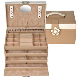Sacher Schmuckkoffer BELLA FIORE beige/creme mit Spiegel