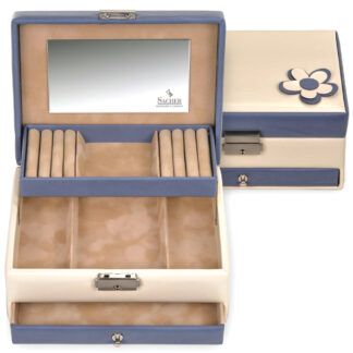 Sacher Schmuckkasten BELLA FIORE creme/blau mit Spiegel