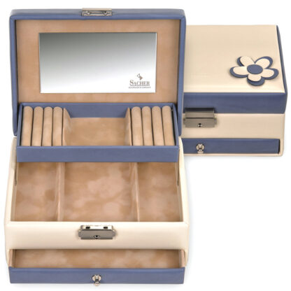 Sacher Schmuckkasten BELLA FIORE creme/blau mit Spiegel