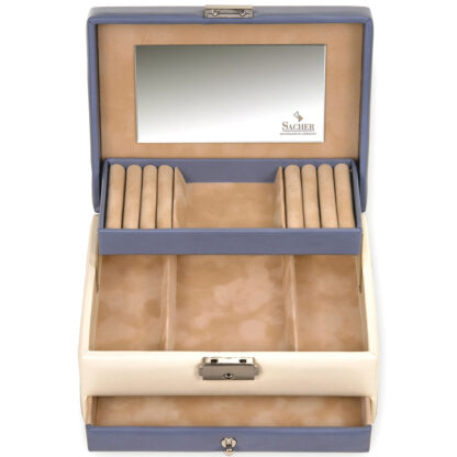 Sacher Schmuckkasten BELLA FIORE creme/blau mit Spiegel – Bild 5