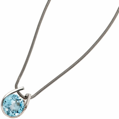 Anhänger 585 Weißgold mit Blautopas halbrund – Bild 2