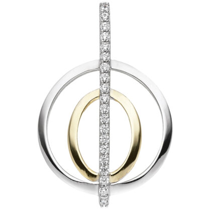 Anhänger 925 Silber/teilvergoldet mit 20 Zirkonia Ring-Optik