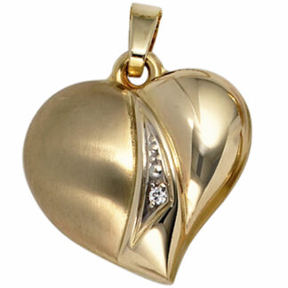 Anhänger "Herz" 333 Gelbgold/teilmatt mit Zirkonia weiß