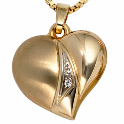 Anhänger "Herz" 333 Gelbgold/teilmatt mit Zirkonia weiß – Bild 4