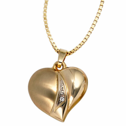 Anhänger "Herz" 333 Gelbgold/teilmatt mit Zirkonia weiß – Bild 5