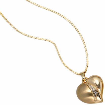 Anhänger "Herz" 333 Gelbgold/teilmatt mit Zirkonia weiß – Bild 2