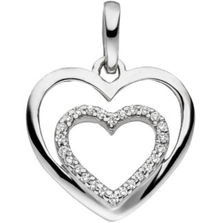Anhänger "Doppel-Herz" 925 Silber mit Zirkonia weiß