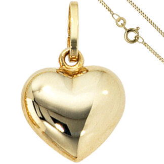 Collier mit Anhänger "Herz" und Kette 333 Gelbgold 50 cm