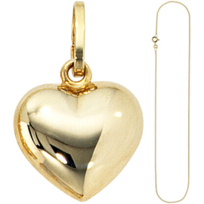 Collier mit Anhänger "Herz" und Kette 333 Gelbgold 50 cm – Bild 4
