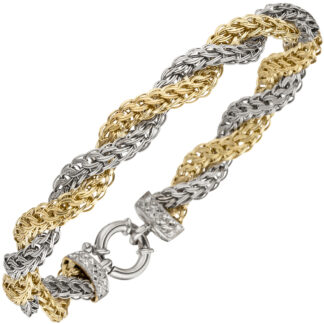 Kordel-Armband doppelreihig 375 Gold bicolor