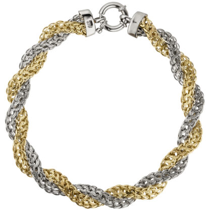 Kordel-Armband doppelreihig 375 Gold bicolor – Bild 4