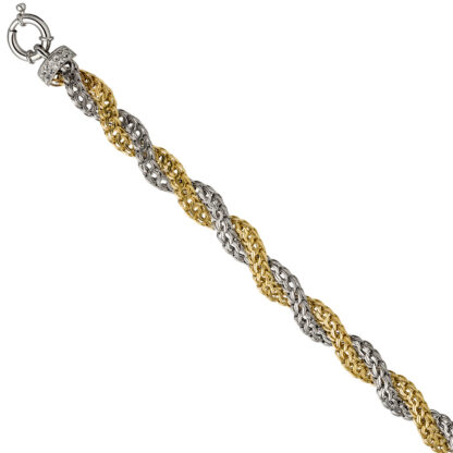 Kordel-Armband doppelreihig 375 Gold bicolor – Bild 2